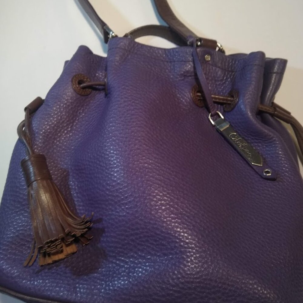 Cole Haan purple-eggplant with chocolate trimmings leather bag - Picture 4 of 16